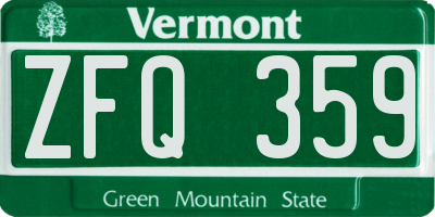 VT license plate ZFQ359