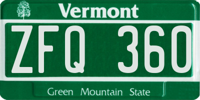 VT license plate ZFQ360