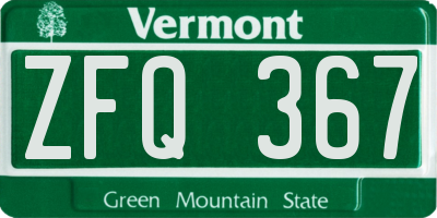 VT license plate ZFQ367