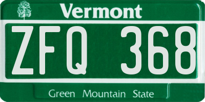 VT license plate ZFQ368