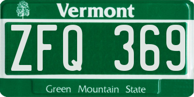 VT license plate ZFQ369