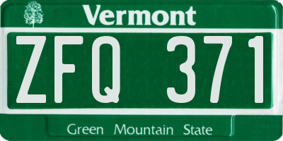 VT license plate ZFQ371
