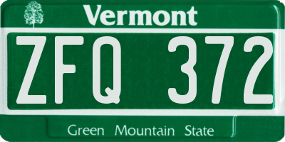 VT license plate ZFQ372