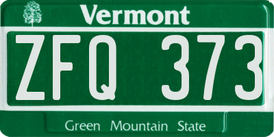 VT license plate ZFQ373
