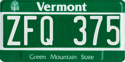 VT license plate ZFQ375
