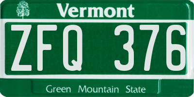 VT license plate ZFQ376
