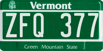 VT license plate ZFQ377