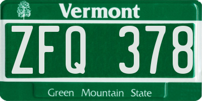 VT license plate ZFQ378