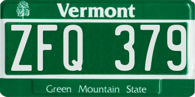 VT license plate ZFQ379