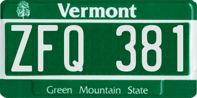 VT license plate ZFQ381