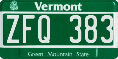 VT license plate ZFQ383