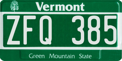 VT license plate ZFQ385