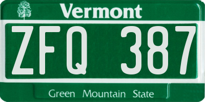 VT license plate ZFQ387
