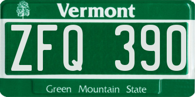 VT license plate ZFQ390