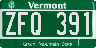 VT license plate ZFQ391