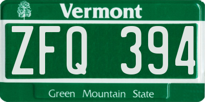 VT license plate ZFQ394