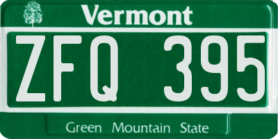 VT license plate ZFQ395