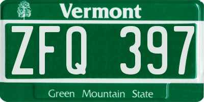 VT license plate ZFQ397