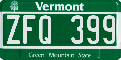 VT license plate ZFQ399