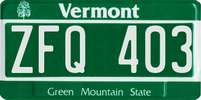 VT license plate ZFQ403