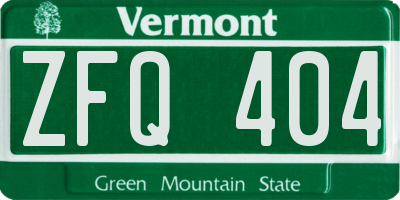 VT license plate ZFQ404