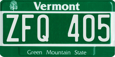 VT license plate ZFQ405