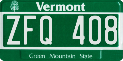 VT license plate ZFQ408
