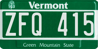 VT license plate ZFQ415