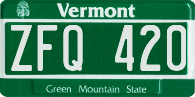 VT license plate ZFQ420