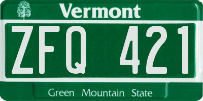 VT license plate ZFQ421