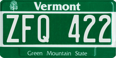 VT license plate ZFQ422
