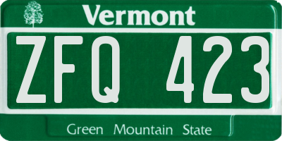 VT license plate ZFQ423