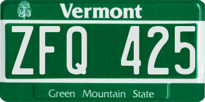 VT license plate ZFQ425
