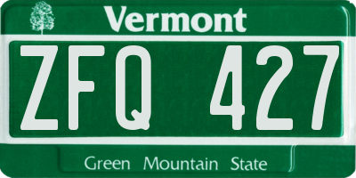 VT license plate ZFQ427