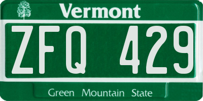 VT license plate ZFQ429