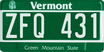 VT license plate ZFQ431