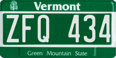 VT license plate ZFQ434