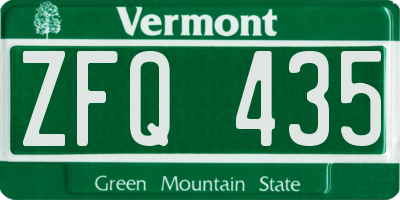 VT license plate ZFQ435