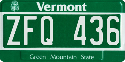 VT license plate ZFQ436