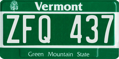 VT license plate ZFQ437