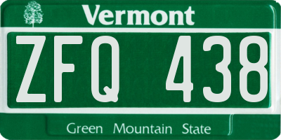 VT license plate ZFQ438