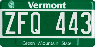 VT license plate ZFQ443