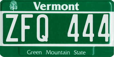 VT license plate ZFQ444