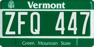 VT license plate ZFQ447