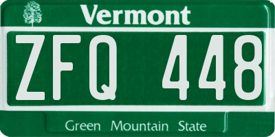 VT license plate ZFQ448