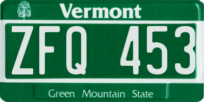VT license plate ZFQ453