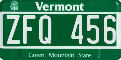 VT license plate ZFQ456
