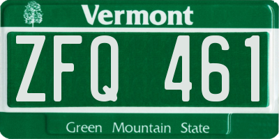 VT license plate ZFQ461