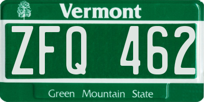 VT license plate ZFQ462