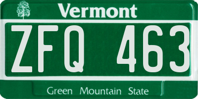 VT license plate ZFQ463